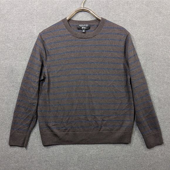 Banana Republic Striped Sweater Mens XL Baruffa Yarn Itailian Wool Preppy Brown - Picture 1 of 10